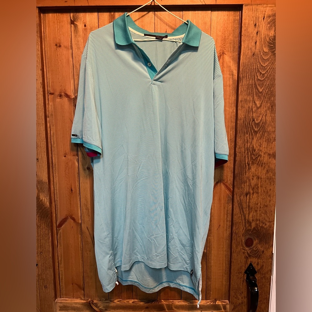 Men’s Large RLX blue striped golf polo